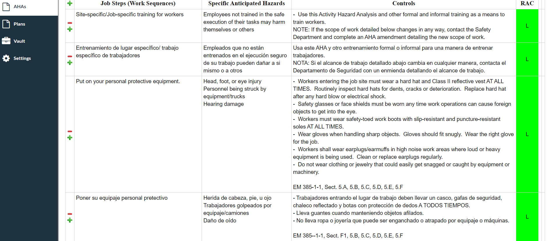 Image of AHA Spanish example
