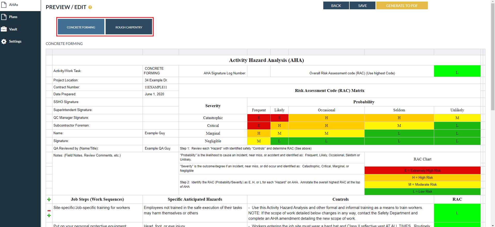 Image of AHA preview/edit to change docs